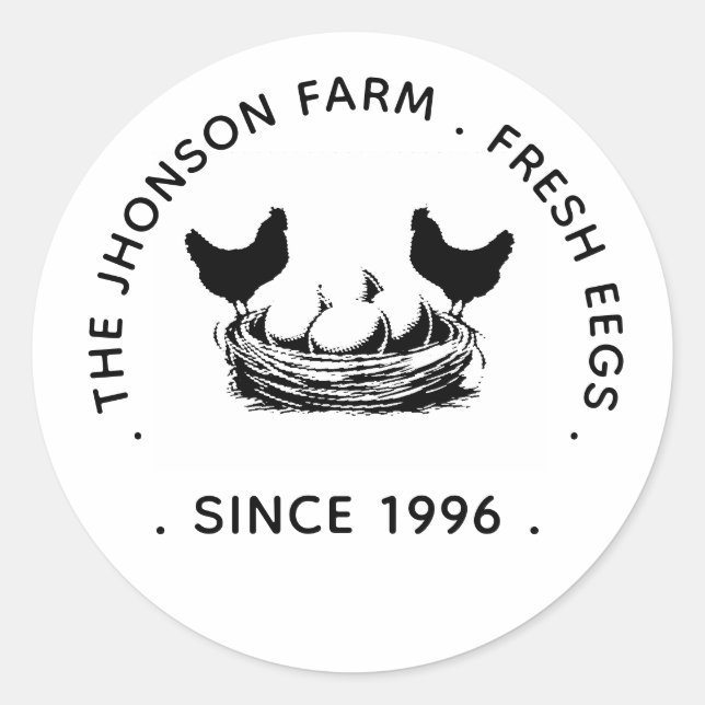 Fresh Eggs Your Name Chicken Hens Egg Stamp Classic Round Sticker (Front)