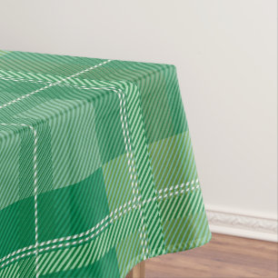Fresh Emerald Sage Plaid Aesthetic Tablecloth