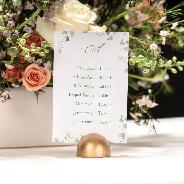 Fresh Eucalyptus Alphabet Seating Chart Card (Creator Uploaded)