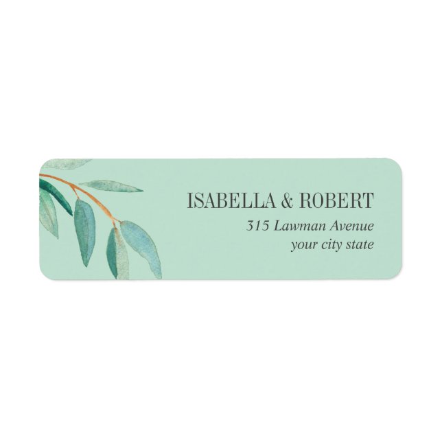 Fresh Eucalyptus leaves aqua personalised wedding (Front)