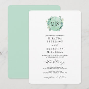 Fresh Eucalyptus Monogram Botanical Wedding Invitation