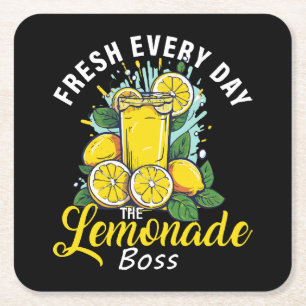 Fresh Every Day The Lemonade Boss Square Paper Coaster