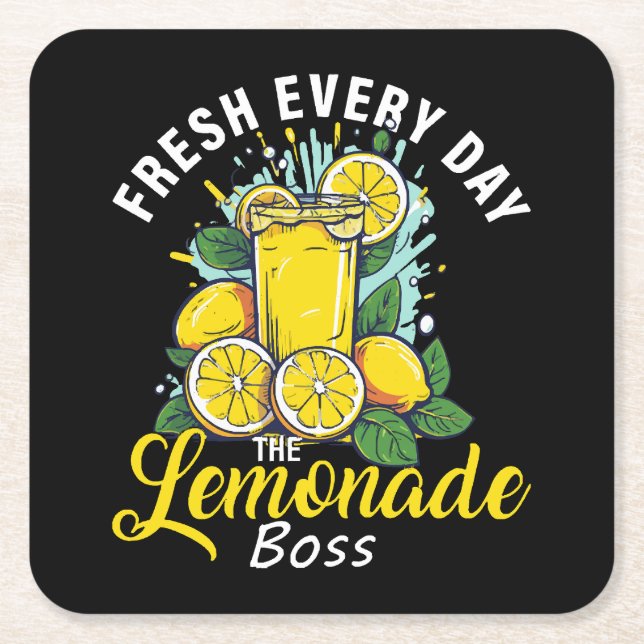 Fresh Every Day The Lemonade Boss Square Paper Coaster (Front)
