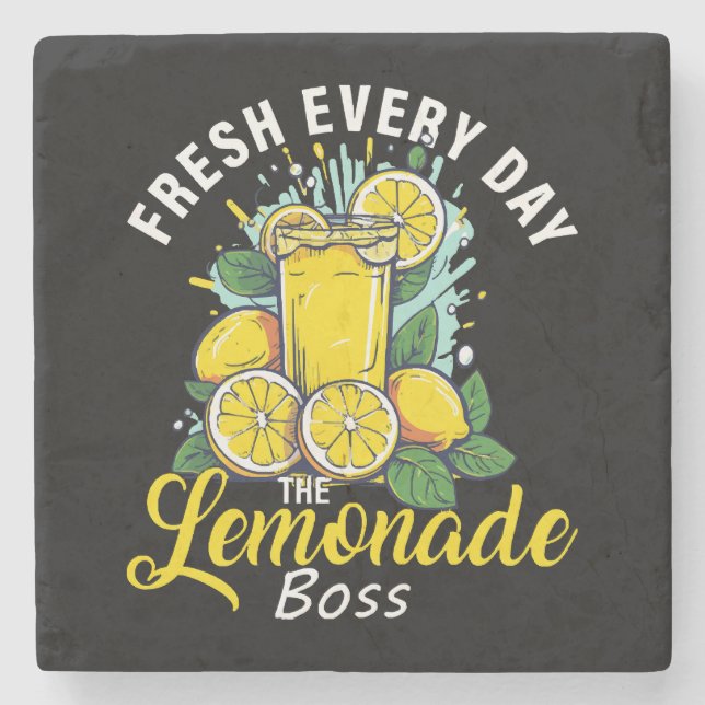 Fresh Every Day The Lemonade Boss Stone Coaster (Front)