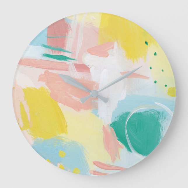 Fresh Face Abstract - Spring Colors Large Clock (Front)