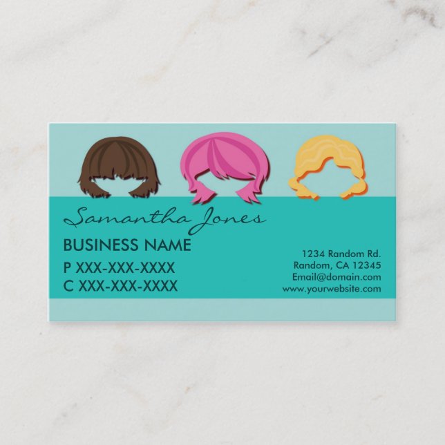 Fresh faces hair colouring business cards (Front)