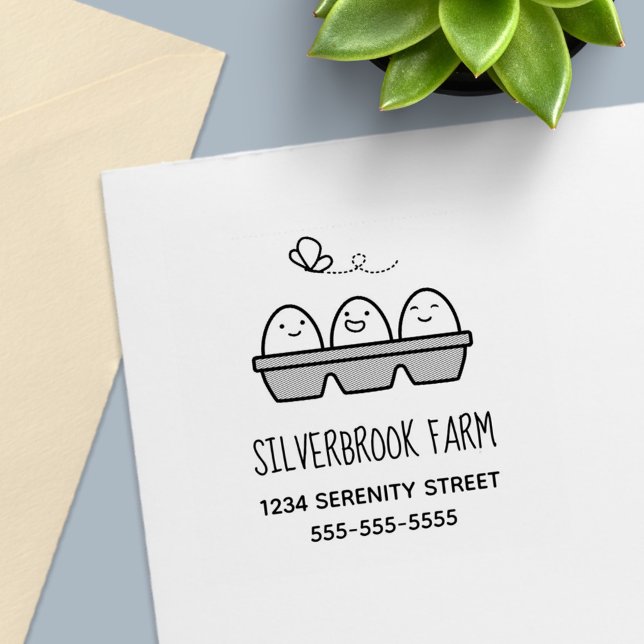 Fresh Farm Eggs Carton Address 2 Self-inking Stamp (Creator Uploaded)