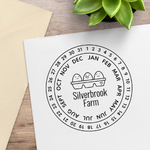 Fresh Farm Eggs Carton Date Wheel Rubber Stamp