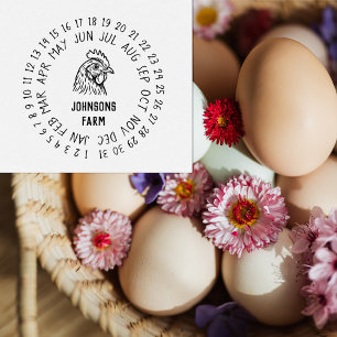 Fresh Farm Eggs Carton Date Wheel Rubber Stamp