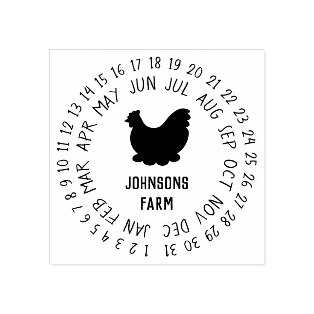 Fresh Farm Eggs Carton Date Wheel Rubber Stamp (Imprint)