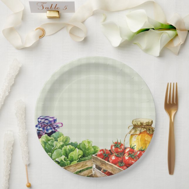 Fresh Farmers Market Locally Grown Baby Shower Paper Plate (Wedding)
