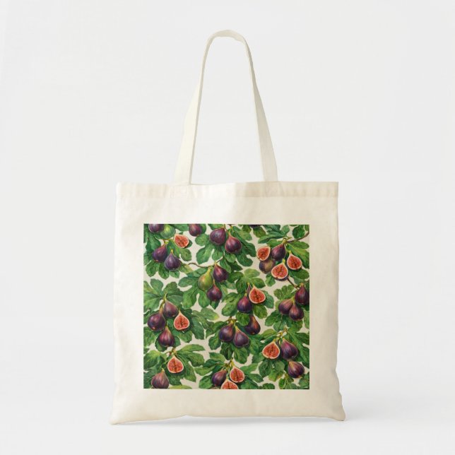 Fresh Fig Fruit Botanical Pattern Tote Bag (Front)