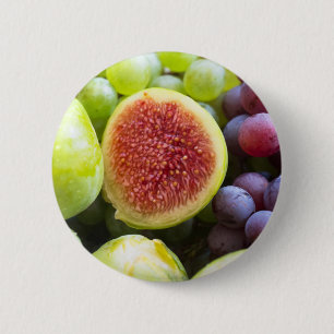 Fresh figs and grape 6 cm round badge