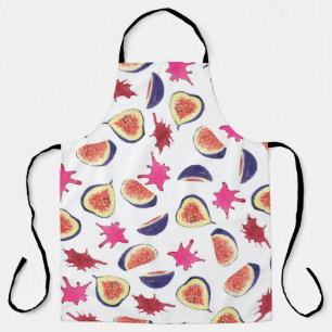 Fresh Figs Pink Juice Watercolor Apron