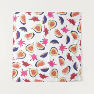 Fresh Figs Pink Juice Watercolor Tapestry