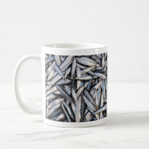 Fresh fish catch - food ingredients. coffee mug