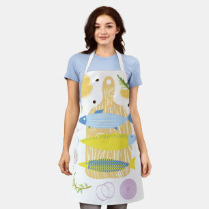 Fresh Fish Cutting Board Kitchen Apron