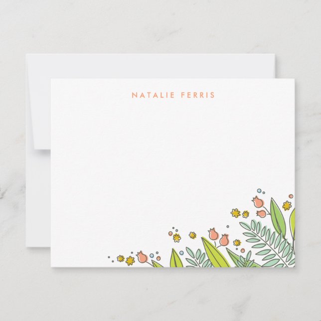 Fresh Floral Garden Personalised Stationery Cards (Front)