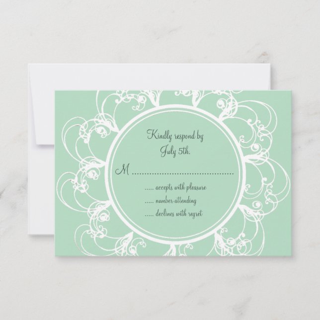 Fresh Floral RSVP in Mint Green (Front)