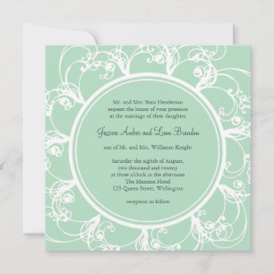 Fresh Floral Wedding Invitation in Mint Green