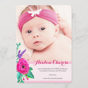 Fresh Florals Photo Birth Announcement
