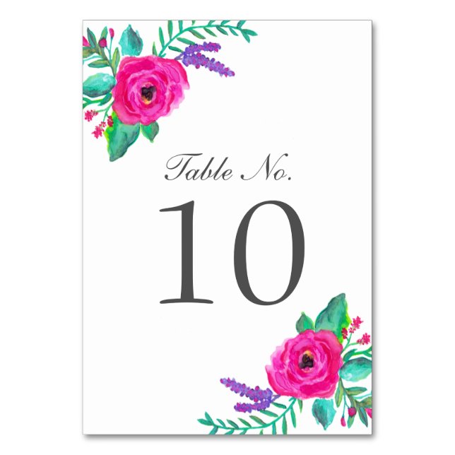 Fresh Florals Table Number Cards (Front)