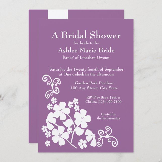 Fresh Flower Bridal Shower Invitation (Front/Back)