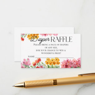 Fresh Flower Market Baby Shower Diaper Raffle Game Enclosure Card