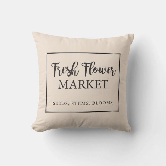Fresh Flower Market Sign Pillow (Front)