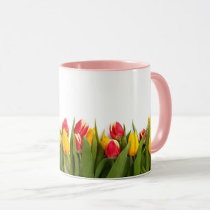 Fresh Flower Young Vibrant Red Yellow Tulips Mug