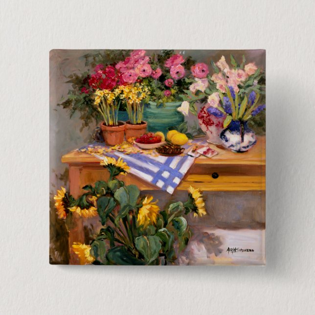 Fresh Flowers I 15 Cm Square Badge (Front)