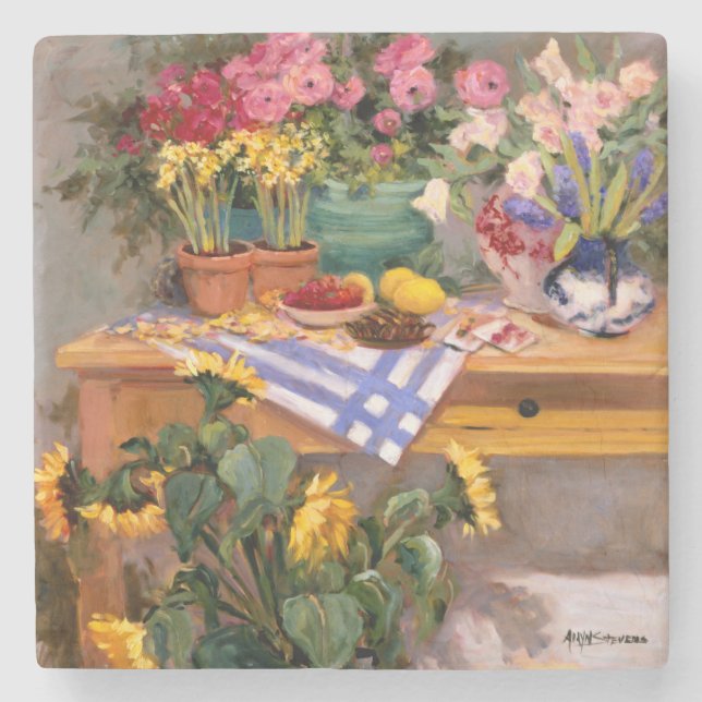 Fresh Flowers I Stone Coaster (Front)