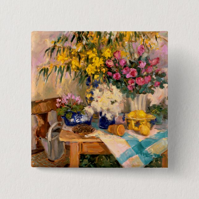 Fresh Flowers II 15 Cm Square Badge (Front)