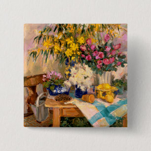 Fresh Flowers II 15 Cm Square Badge