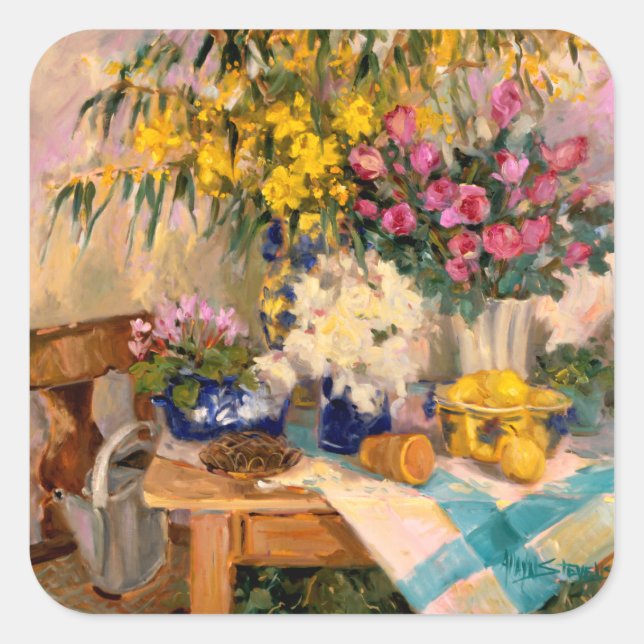 Fresh Flowers II Square Sticker (Front)