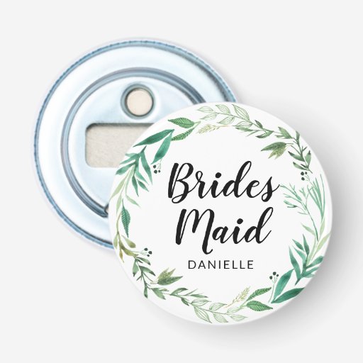 Image of Fresh Foliage Botanical Bridesmaid Monogrammed Bottle Opener
