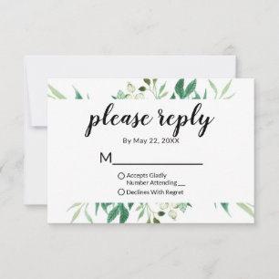 Fresh Foliage Botanical Frame Wedding Please Reply RSVP Card