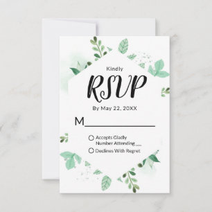 Fresh Foliage Botanical Hexagon Framed Wedding RSVP Card