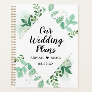 Fresh Foliage Botanical Mint Diamond Frame Wedding Planner