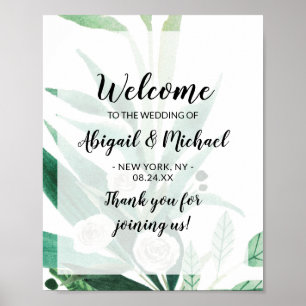 Fresh Foliage Botanical Mint Wedding Welcome Sign