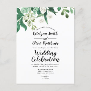 Fresh Foliage Botanical Top Border Trendy Wedding Invitation Postcard
