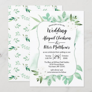 Fresh Foliage Botanical Watercolor Plants Wedding Invitation