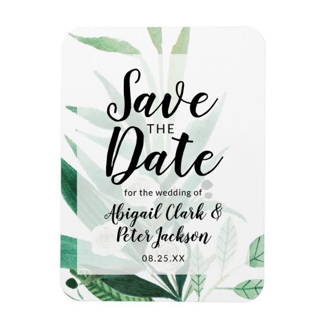 Fresh Foliage Botanical Watercolor Save the Date Magnet (Vertical)