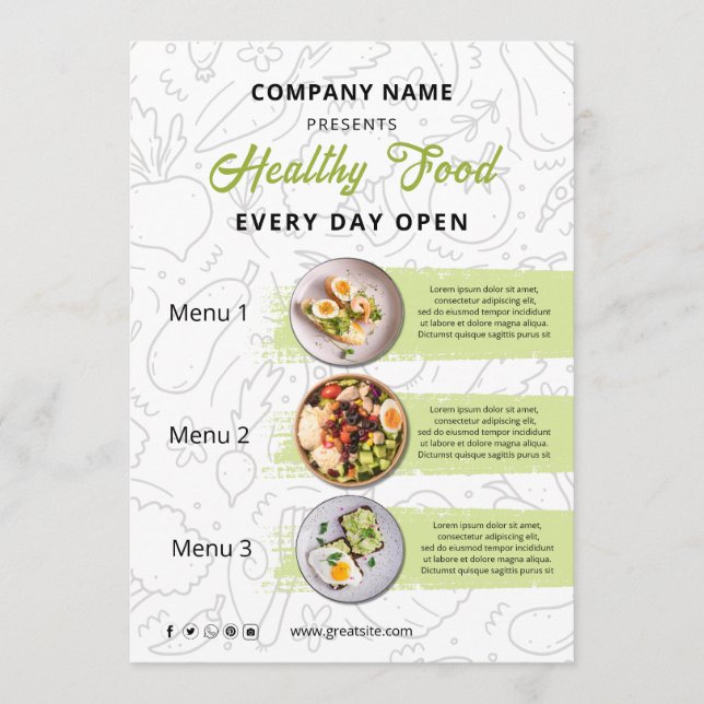 Fresh Food , Healthy Food Catering Restaurant Menu (Front)