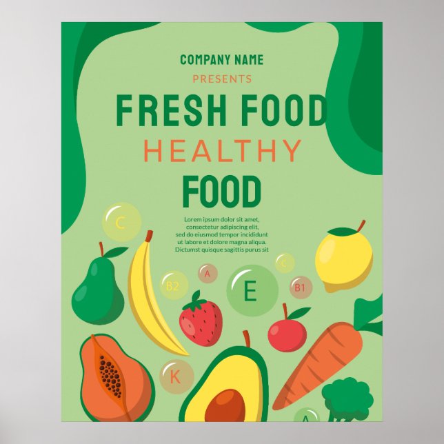 Fresh Food , Healthy Food Catering Restaurant Menu Poster (Front)