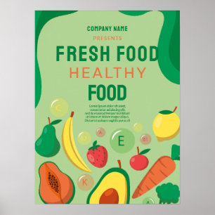 Fresh Food , Healthy Food Catering Restaurant Menu Poster
