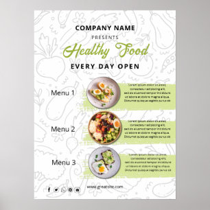Fresh Food , Healthy Food Catering Restaurant Menu Poster