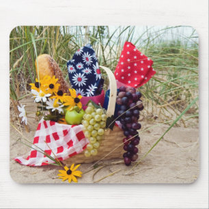 fresh fruit in beach basket mouse mat