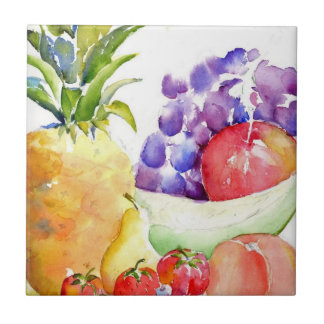 Fresh Fruit in Watercolors Tile