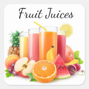 Fresh fruit juices square sticker